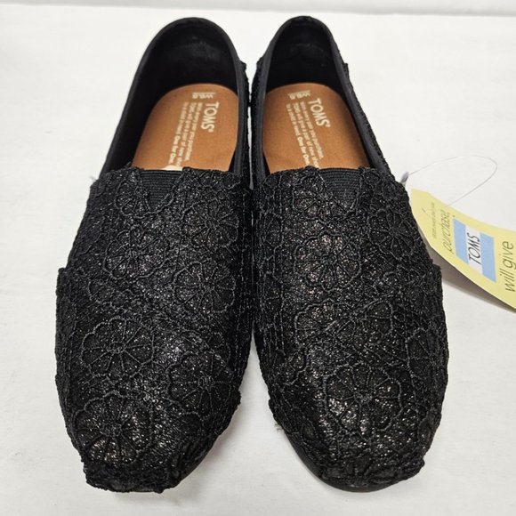 Toms Women's Classic Canvas, Black Crochet glitter - Picture 1 of 4